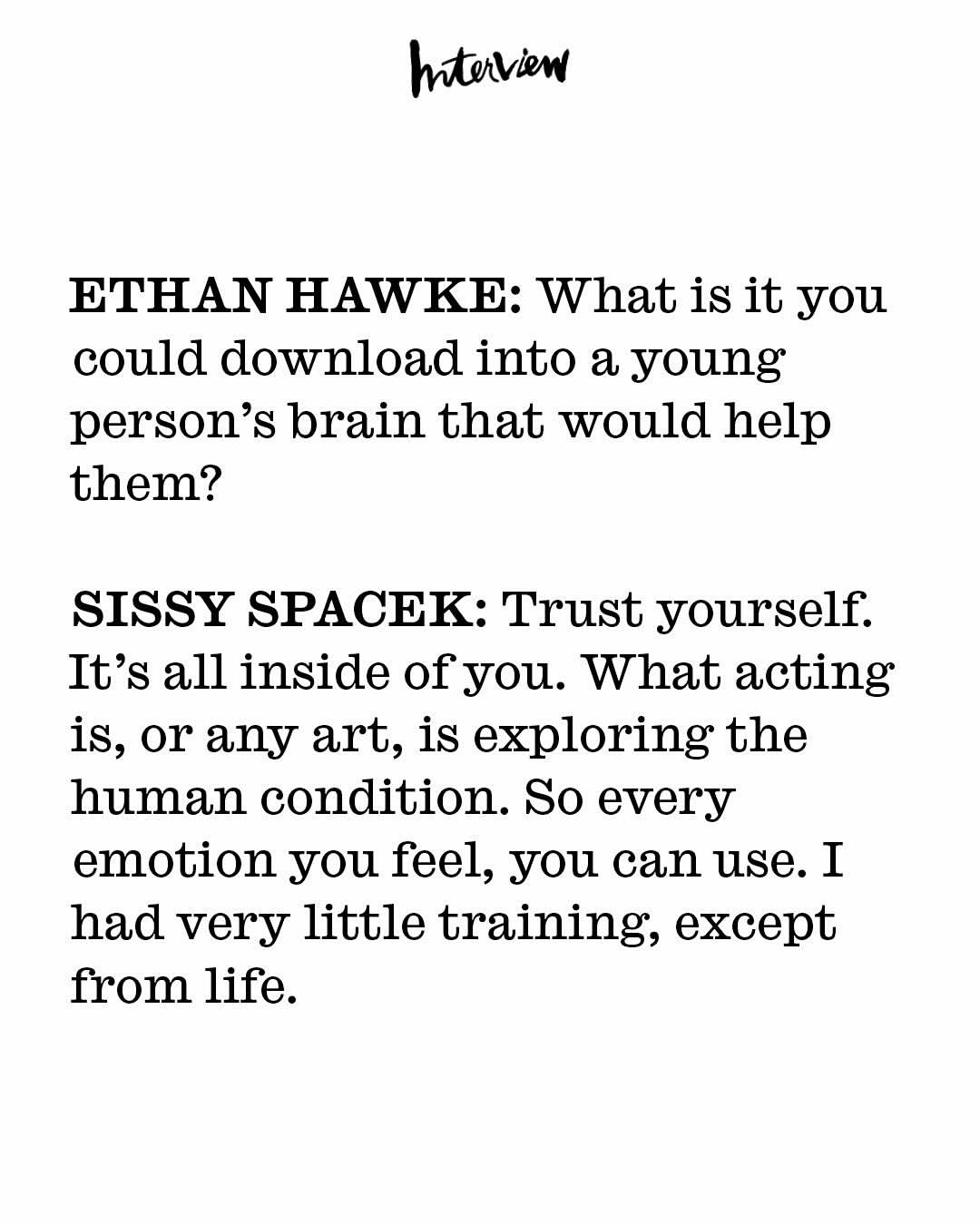 Sissy Spacek has defined generations of cinema —...