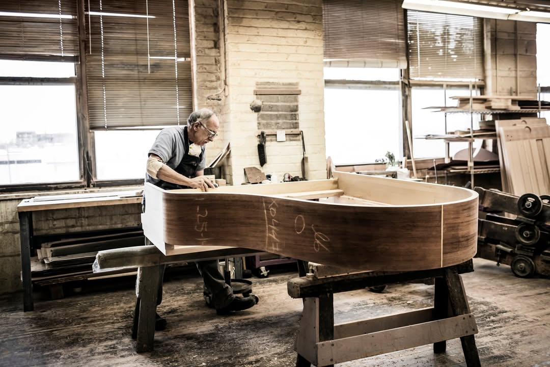 Handcrafting pianos by @steinwayparis 