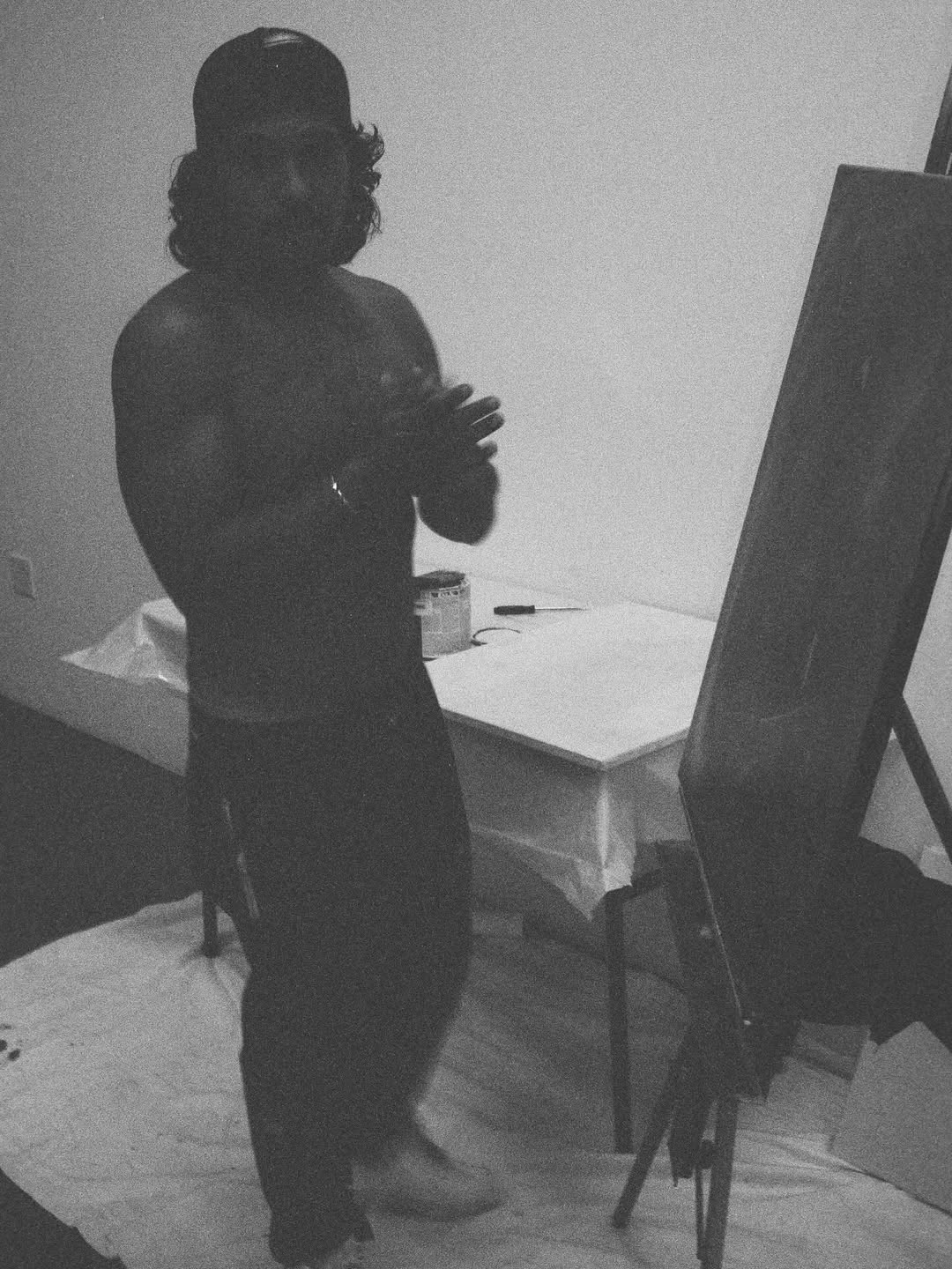 Zachary Lane painting at Gum Studios