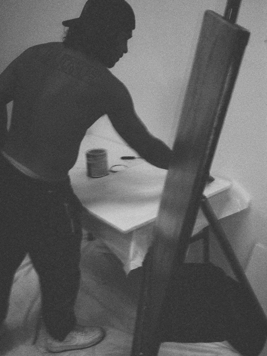 Zachary Lane painting at Gum Studios
